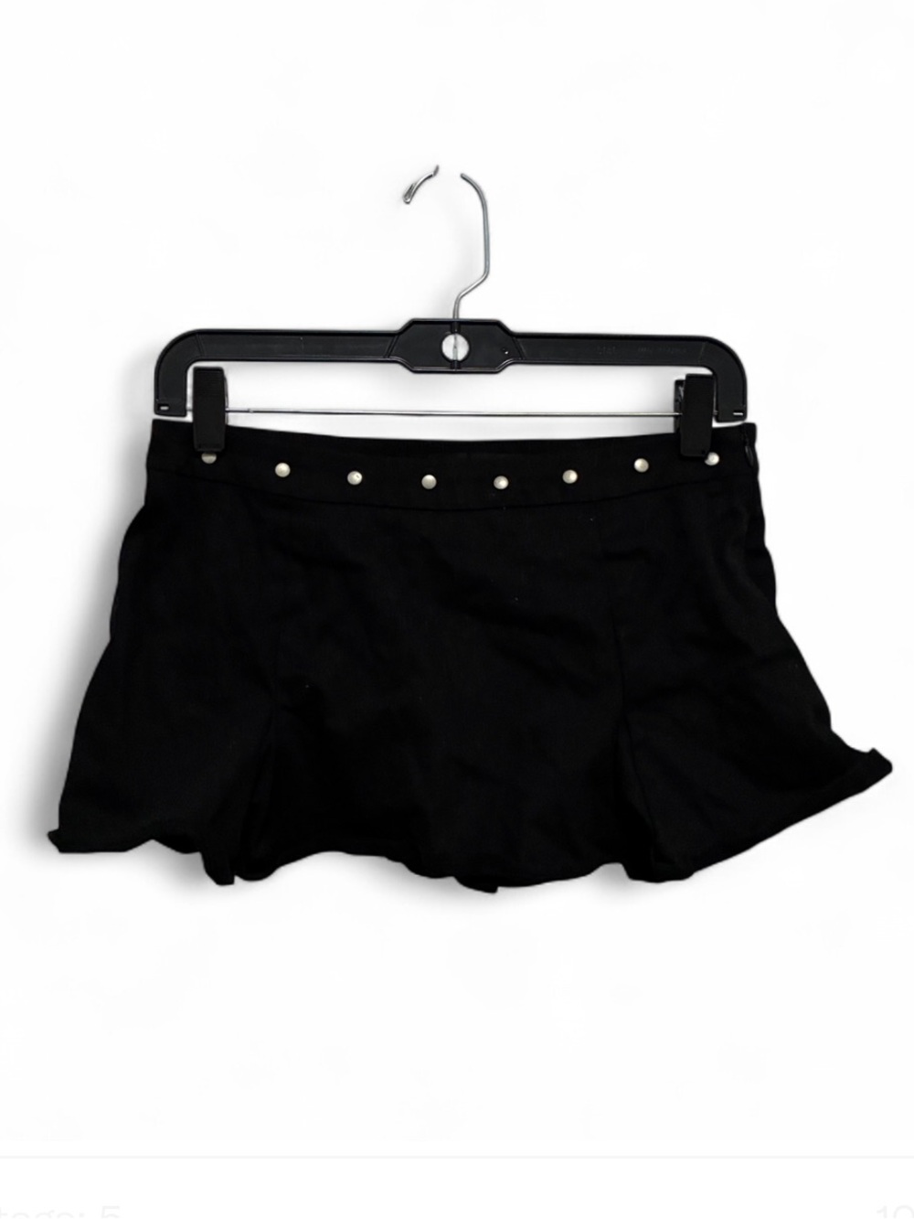 Third Charm Black Low Rise Mini Skirt with Studded Waist